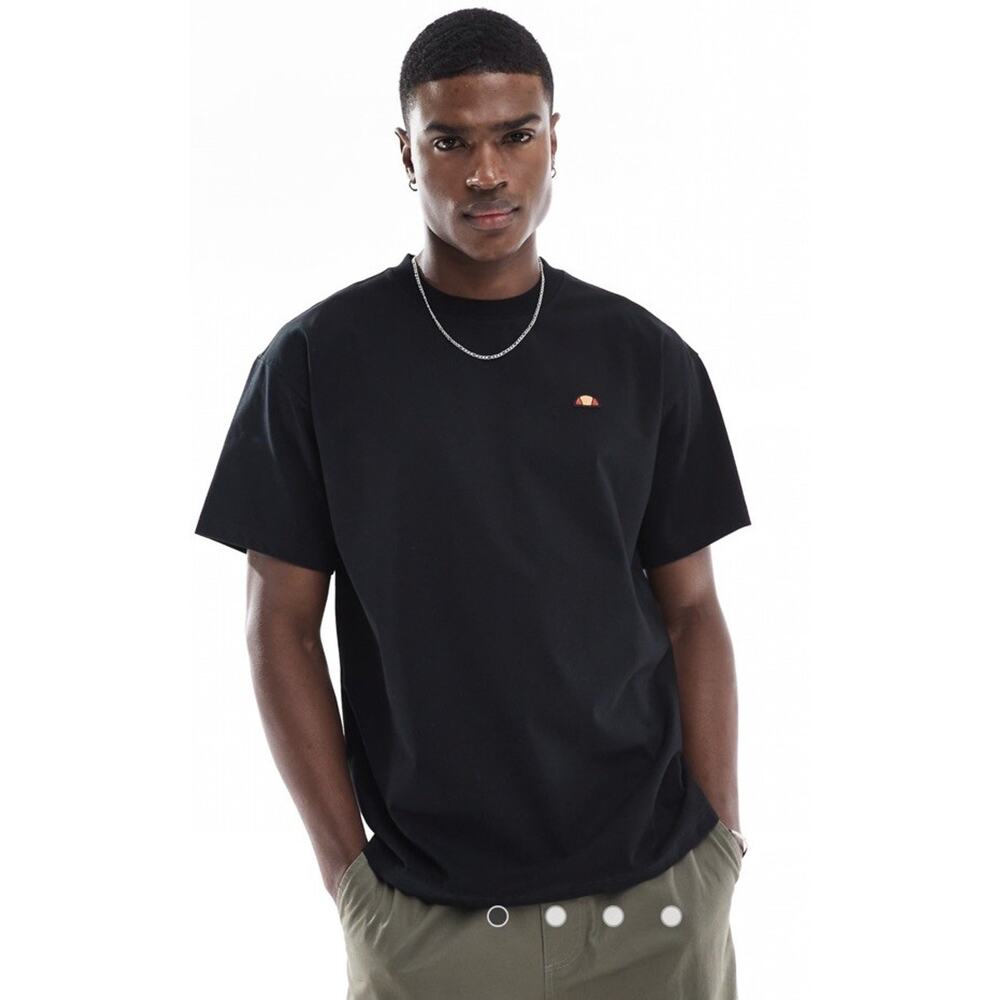ellesse Men's Black Cotton Jersey T-Shirt XS Short Sleeve Logo Embroidered
